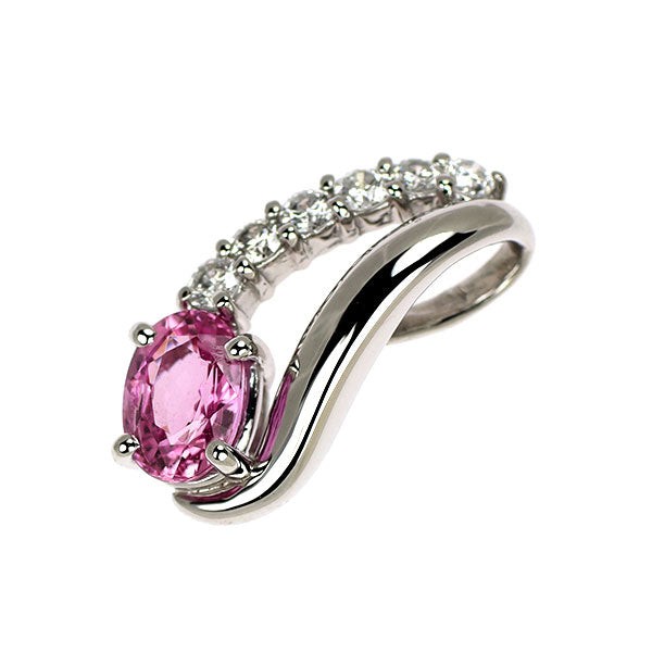 Pt900 ピンクサファイア ダイヤモンド ペンダントトップ 0.923ct D0.20ct