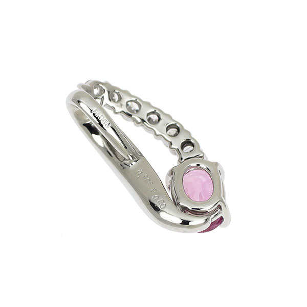 Pt900 ピンクサファイア ダイヤモンド ペンダントトップ 0.923ct D0.20ct