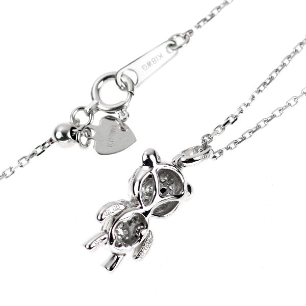 K18WG ブラックダイヤモンド  ペンダントネックレス 0.01ct D0.20ct 熊