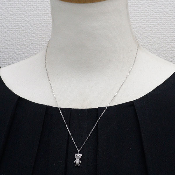 K18WG ブラックダイヤモンド  ペンダントネックレス 0.01ct D0.20ct 熊