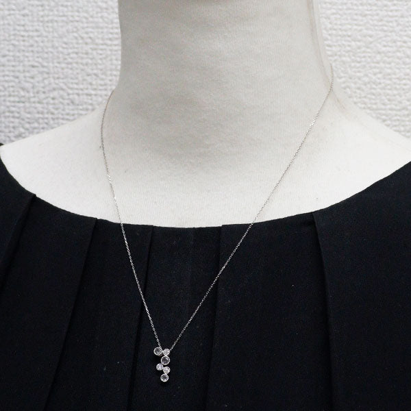 K18WG ローズカット ダイヤモンド ペンダントネックレス 0.18ct D0.13ct