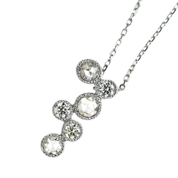 K18WG ローズカット ダイヤモンド ペンダントネックレス 0.18ct D0.13ct