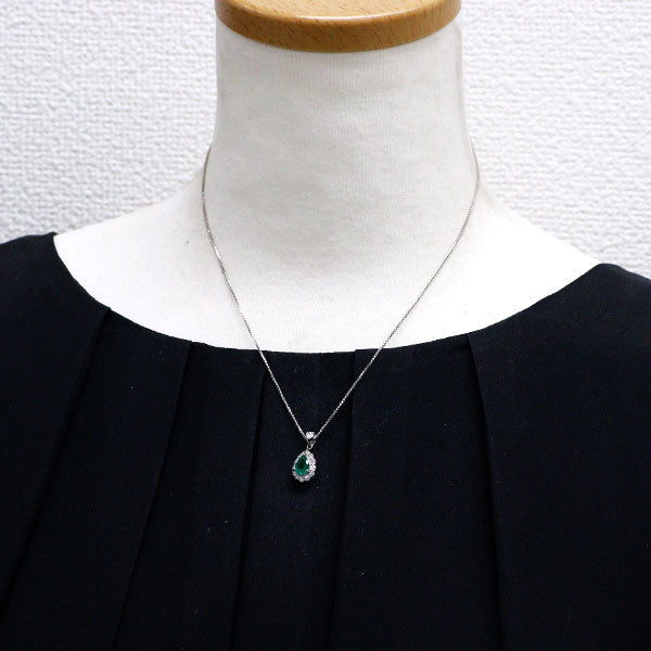 Pt900/ Pt850 エメラルド ダイヤモンド ペンダントネックレス 0.61ct D0.41ct