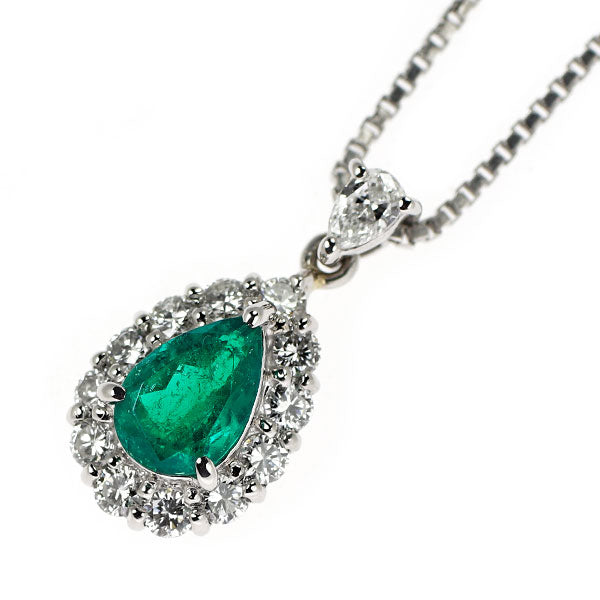 Pt900/ Pt850 エメラルド ダイヤモンド ペンダントネックレス 0.61ct D0.41ct