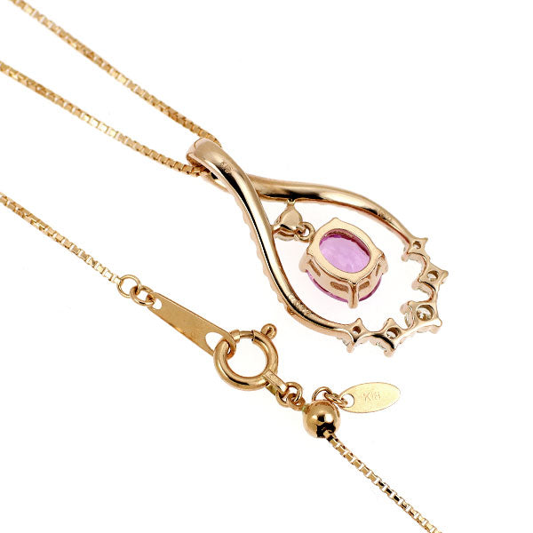 K18PG ピンクサファイア ダイヤモンド ペンダントネックレス 0.72ct D0.31ct