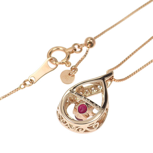 K18PG ルビー ダイヤモンド ペンダントネックレス 0.30ct D0.05ct