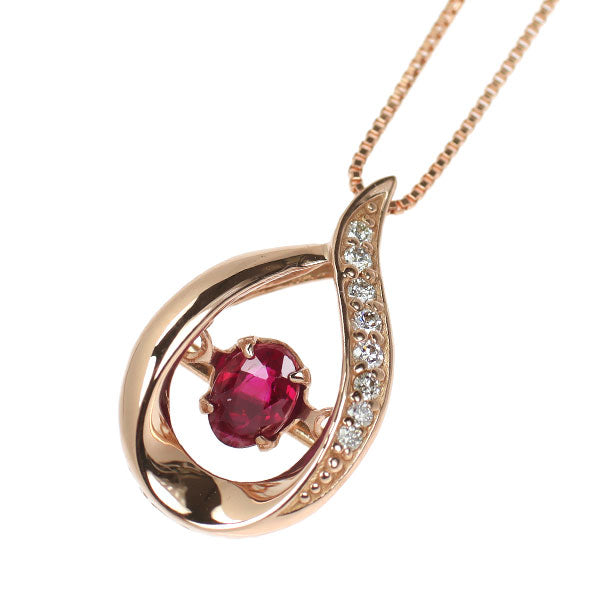 K18PG ルビー ダイヤモンド ペンダントネックレス 0.30ct D0.05ct