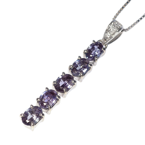 希少 K18WG アレキサンドライト ダイヤモンド ペンダントネックレス 1.10ct D0.02ct