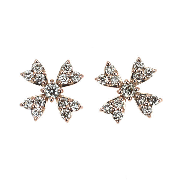 K18PG ダイヤモンド ピアス 0.40ct フラワー