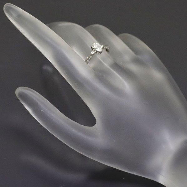 フォーエバーマーク Pt900 ペアシェイプ ダイヤモンド リング 0.337ct F IF D0.13ct