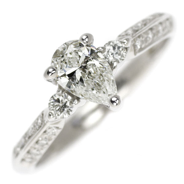 フォーエバーマーク Pt900 ペアシェイプ ダイヤモンド リング 0.337ct F IF D0.13ct