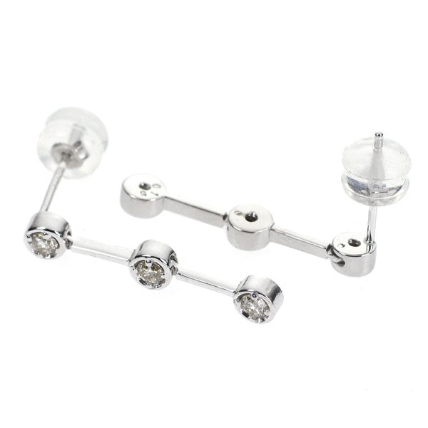 K18WG ダイヤモンド ピアス 0.30ct スリーストーン