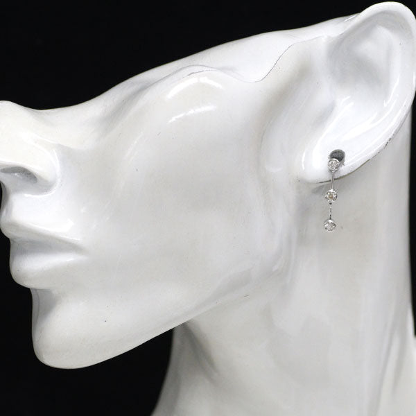 K18WG ダイヤモンド ピアス 0.30ct スリーストーン