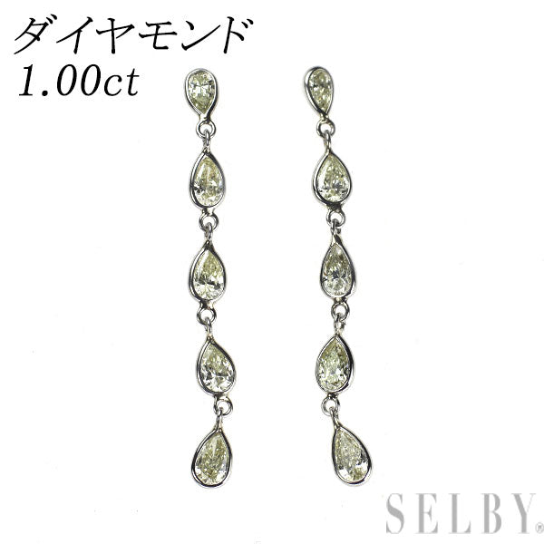 Pt900 ペアシェイプ ダイヤモンド ピアス 1.00ct