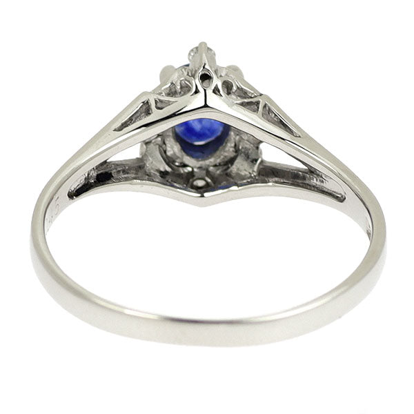 Pt900 サファイア ダイヤモンド リング 0.45ct D0.05ct 陽刻ヴィンテージ 昭和風レトロ