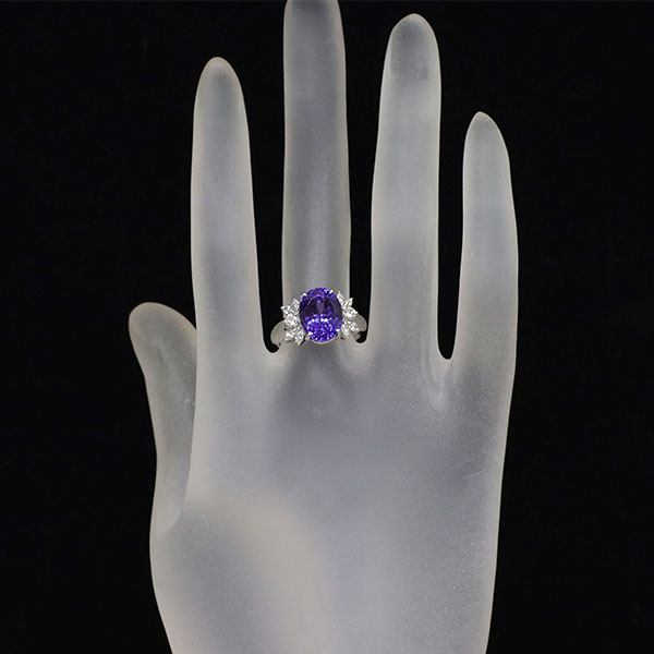 Pt900 タンザナイト ダイヤモンド リング 4.67ct D0.43ct