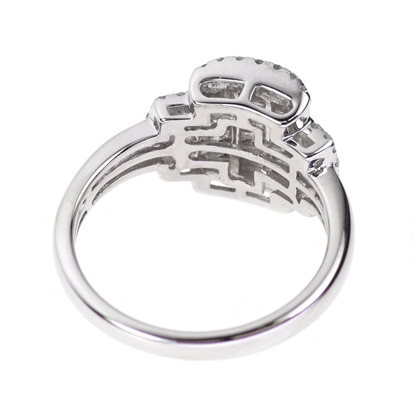 K18WG プリンセスカット/ラウンドブリリアントカット ダイヤモンド リング 0.80ct ミステリーセッティング