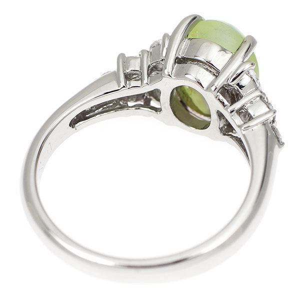 Pt900 クリソベリルキャッツアイ ダイヤモンド リング 3.59ct D0.44ct