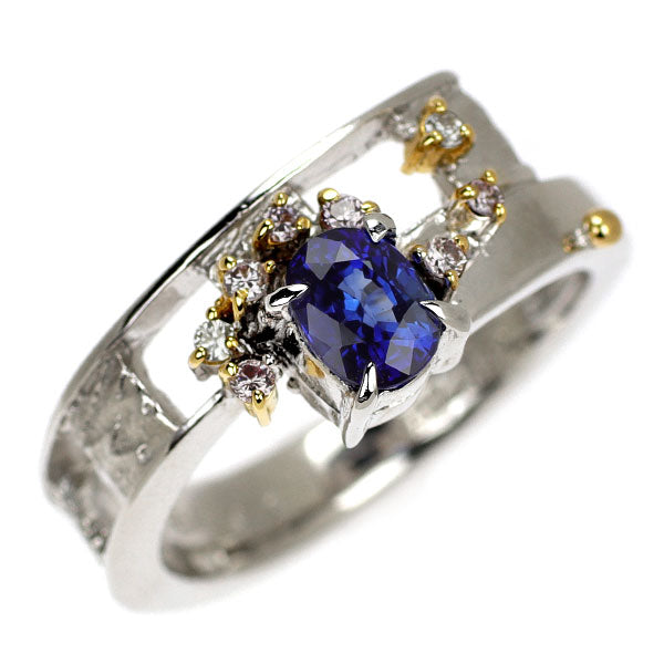 福原佐智 K18WG/YG サファイア 天然ピンク/カラーレス ダイヤモンド リング 0.72ct PD0.07ct D0.02ct