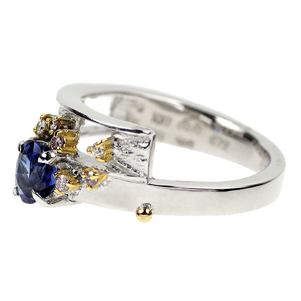 福原佐智 K18WG/YG サファイア 天然ピンク/カラーレス ダイヤモンド リング 0.72ct PD0.07ct D0.02ct