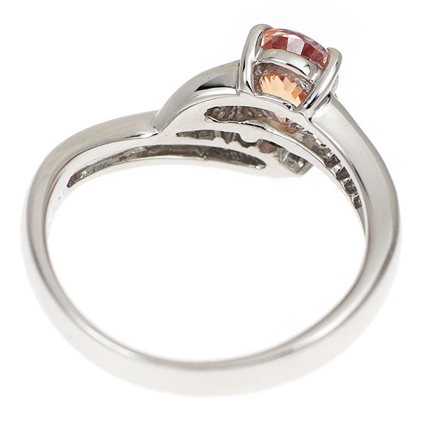 Pt900 マダガスカル産 オレンジサファイア ダイヤモンド リング 1.030ct D0.19ct