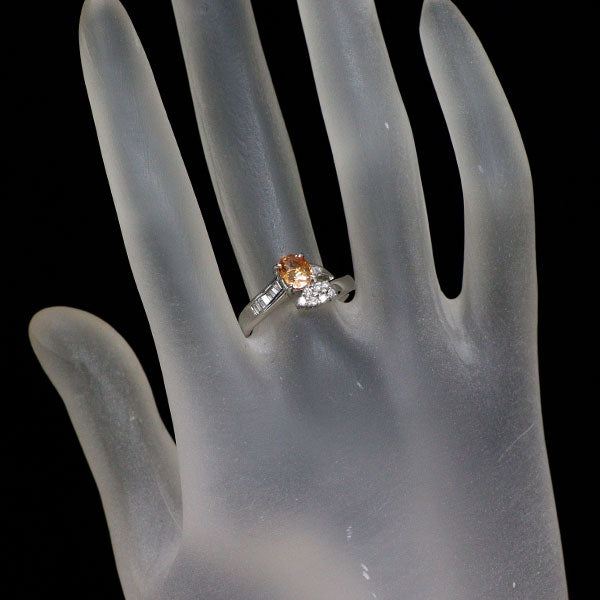 Pt900 マダガスカル産 オレンジサファイア ダイヤモンド リング 1.030ct D0.19ct