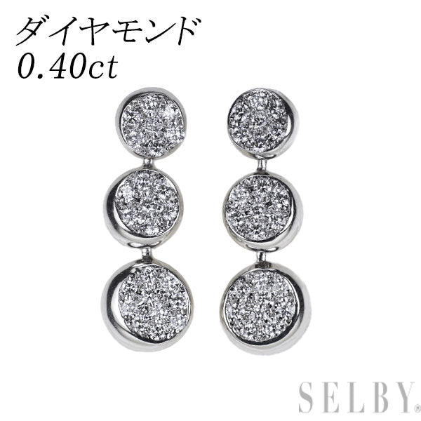 Pt900/ K14WG ダイヤモンド イヤリング 0.40ct