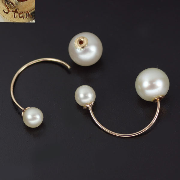 スタージュエリー K10YG 淡水 真珠/パール ピアス 径約 4.8mm/8.1mm 2way