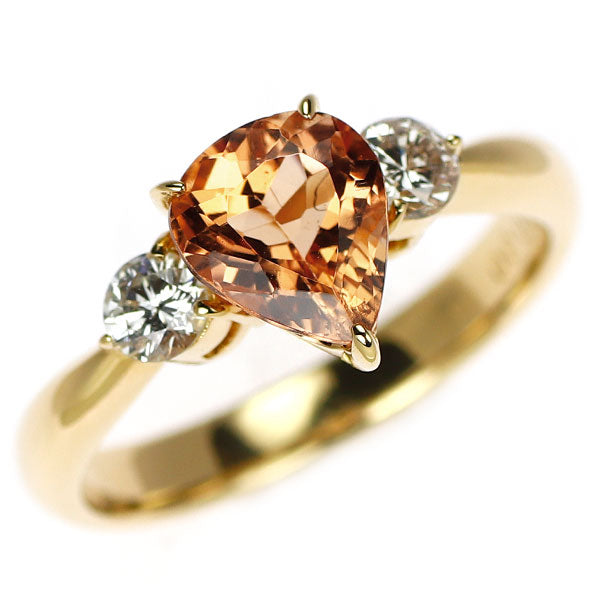 K18YG インペリアルトパーズ ダイヤモンド リング 1.394ct D0.30ct