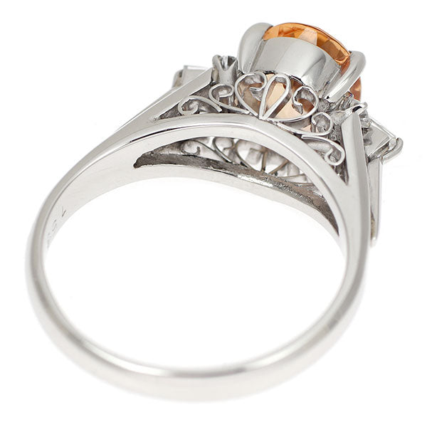 Pt900 インペリアルトパーズ ダイヤモンド リング 1.53ct D0.13ct