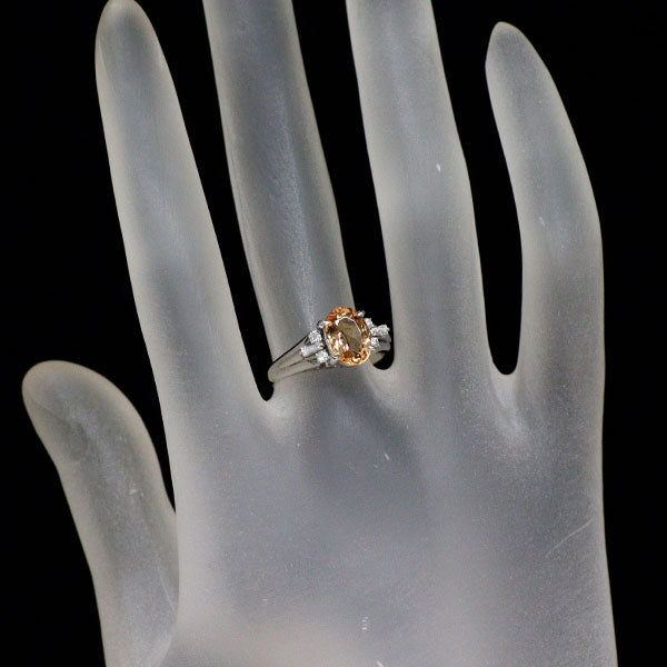 Pt900 インペリアルトパーズ ダイヤモンド リング 1.53ct D0.13ct