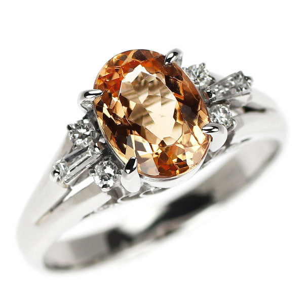 Pt900 インペリアルトパーズ ダイヤモンド リング 1.53ct D0.13ct