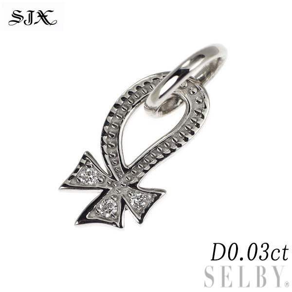 SJX K18WG ダイヤモンド ペンダントトップ 0.03ct