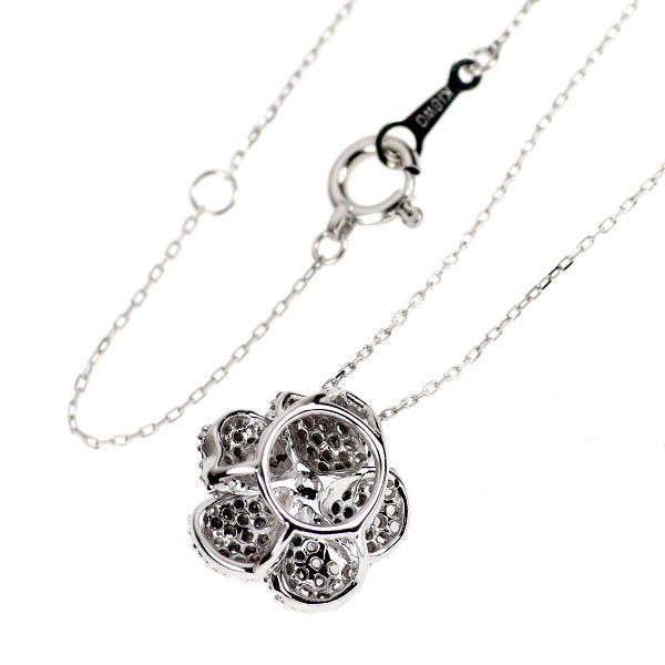 K18WG ローズカット ダイヤモンド ペンダントネックレス 0.30ct フラワー