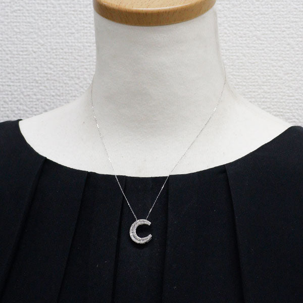 K18WG ダイヤモンド ペンダントネックレス 0.50ct 馬蹄 三日月