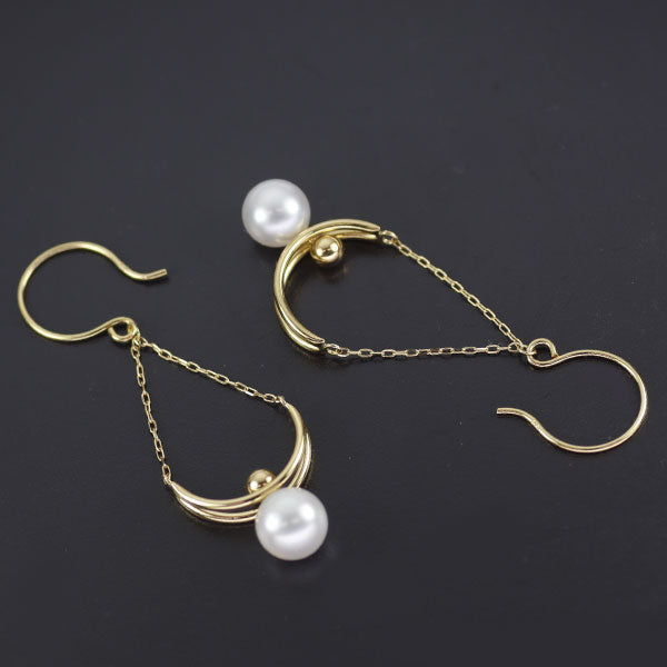 新品 K18YG アコヤ 真珠/パール ピアス 径約 6.0mm 【エスコレ】