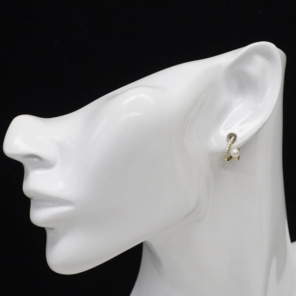 新品 K18YG アコヤベビー 真珠/パール ダイヤモンド ピアス 径約4.0mm 0.14ct フープ【エスコレ】
