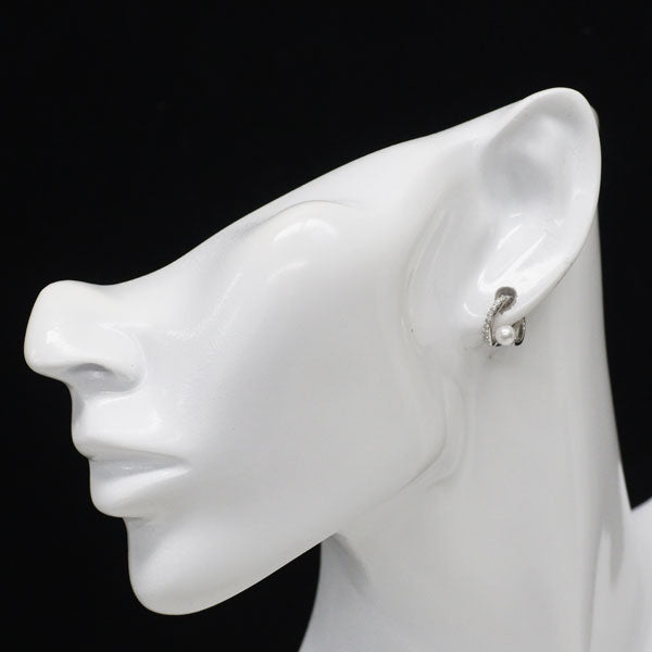 新品 Pt950 アコヤベビー 真珠/パール ダイヤモンド ピアス 径約4.2mm D0.14ct 【エスコレ】 フープ