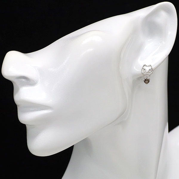 新品 K10WG スモーキー クオーツ ピアス 【エスコレ】猫 アニマル