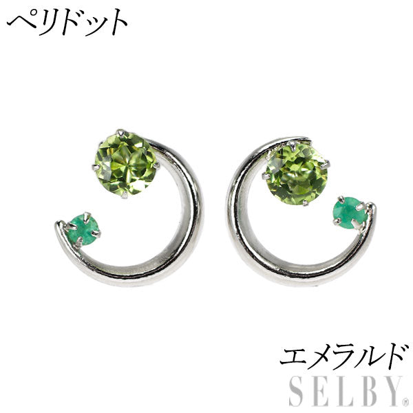 新品 Pt950 ペリドット エメラルド ピアス 【エスコレ】