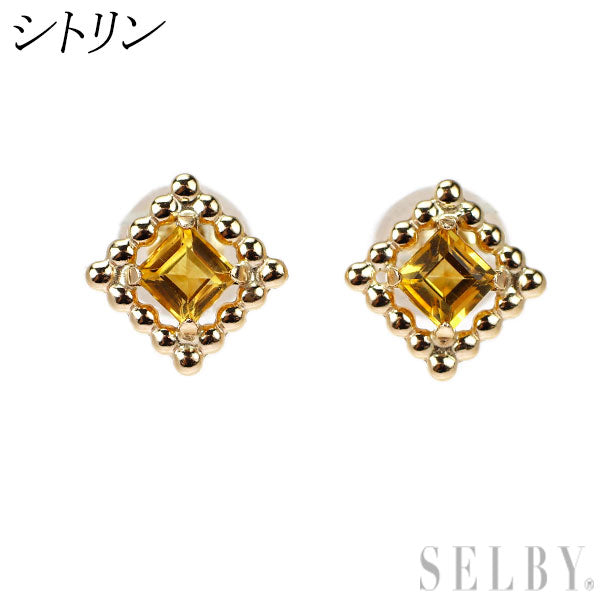 新品 K10YG シトリン ピアス 【エスコレ】