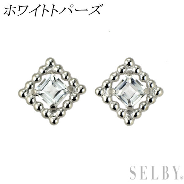 新品 K10WG ホワイト トパーズ ピアス 【エスコレ】