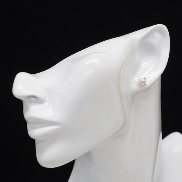 新品 K18YG アコヤ 真珠 ピアス 径約5.4mm【エスコレ】猫