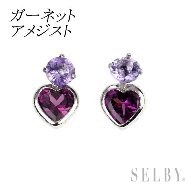 新品 Pt950 ガーネット アメジスト ピアス 【エスコレ】