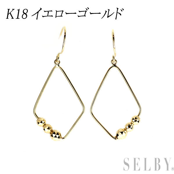 新品 K18YG デザイン ピアス【エスコレ】