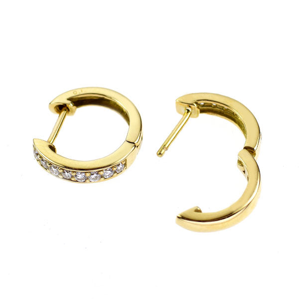 新品 K18YG ダイヤモンド ピアス 0.20ct【エスコレ】 フープ