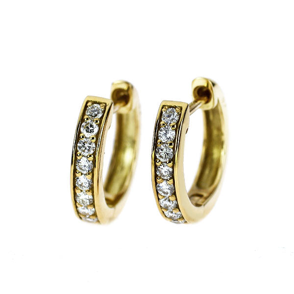 新品 K18YG ダイヤモンド ピアス 0.20ct【エスコレ】 フープ
