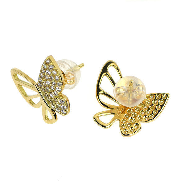 新品 K18YG ダイヤモンド ピアス 0.18ct【エスコレ】 蝶