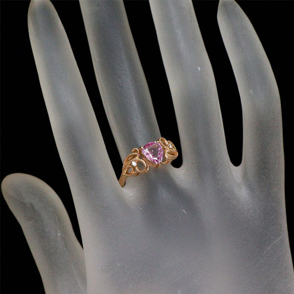 新品 K18PG パパラチア サファイア ダイヤモンド リング 1.037ct D0.03ct 【エスコレ】希少