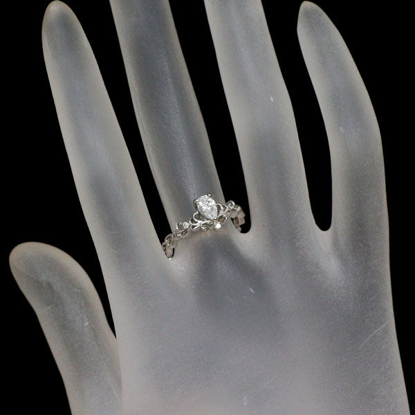 新品 Pt950 ペアシェイプ ダイヤモンド リング 0.326ct D VS2 D0.02ct【エスコレ】